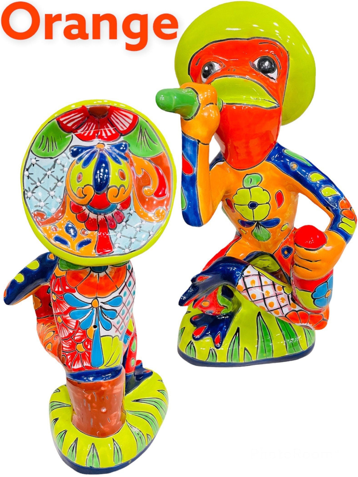 Colorful Talavera Frog Statue | Hand-Painted Mexican Art (Large Size)