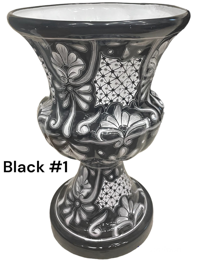 black ceramic plant pots indoor Classic Black Copa Elegante Ceramic Talavera Planter Indoor Outdoor Fl