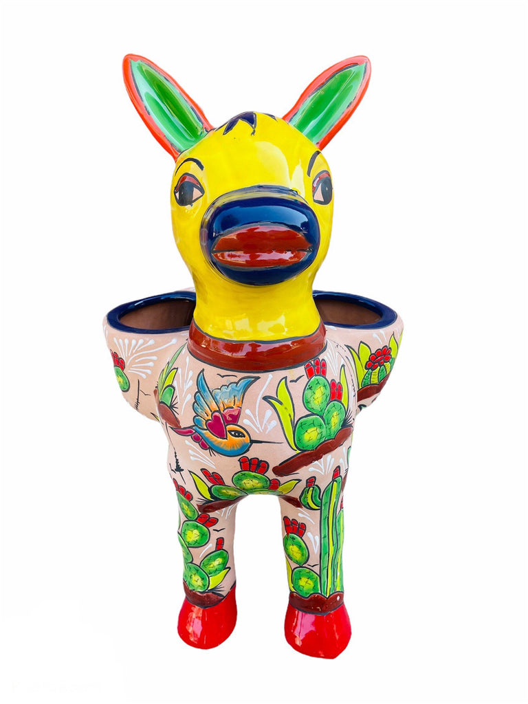 Large Rustic Burro Donkey Talavera Double Planter