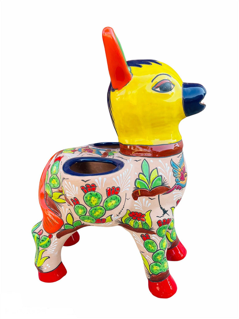 Large Rustic Burro Donkey Talavera Double Planter