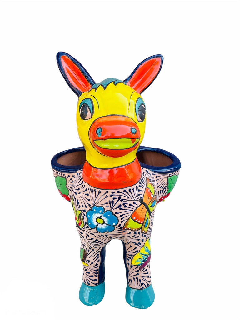 Rustic Burro Donkey Double Talavera Planter