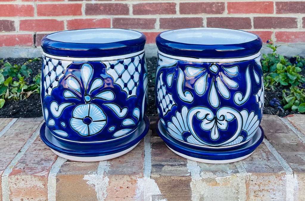 Classic Blue Talavera Tarro Planter