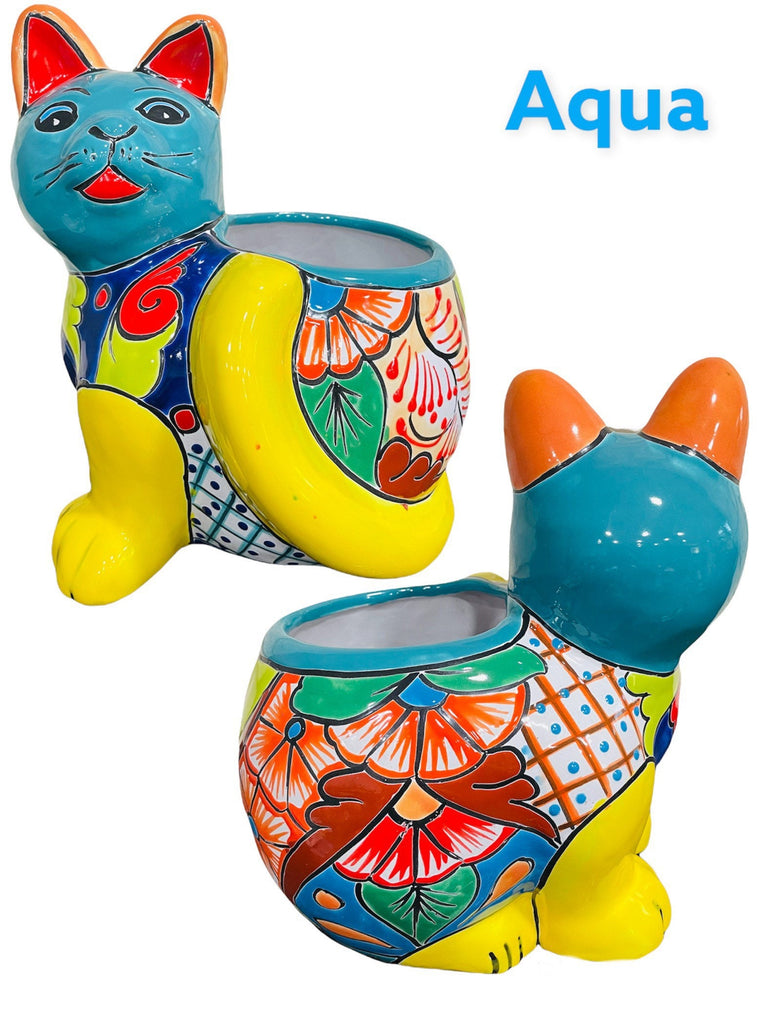 Cat Gato Talavera Planter Flower Pot