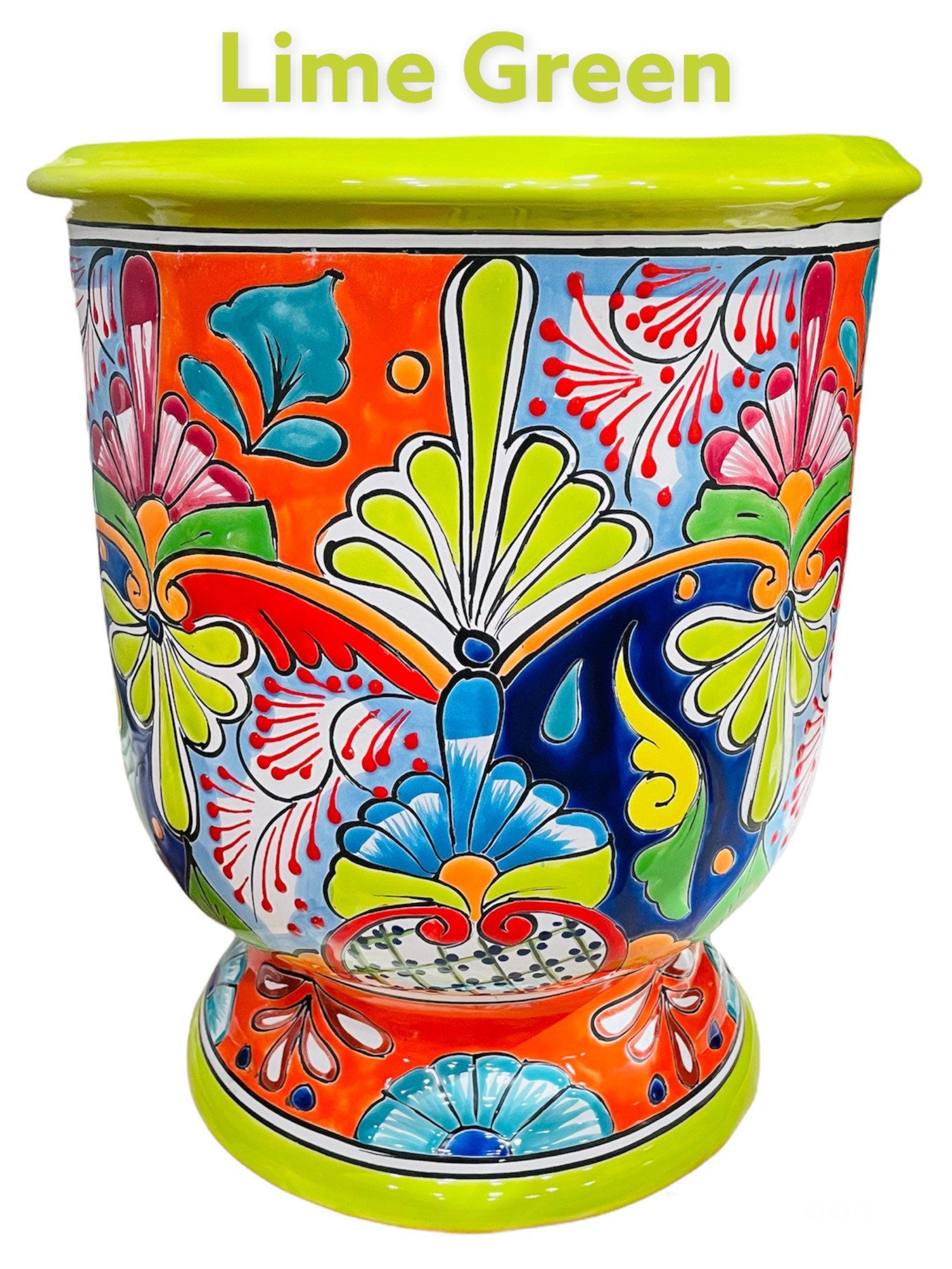 lime green ceramic plant pots La Reina Copa Talavera Planter