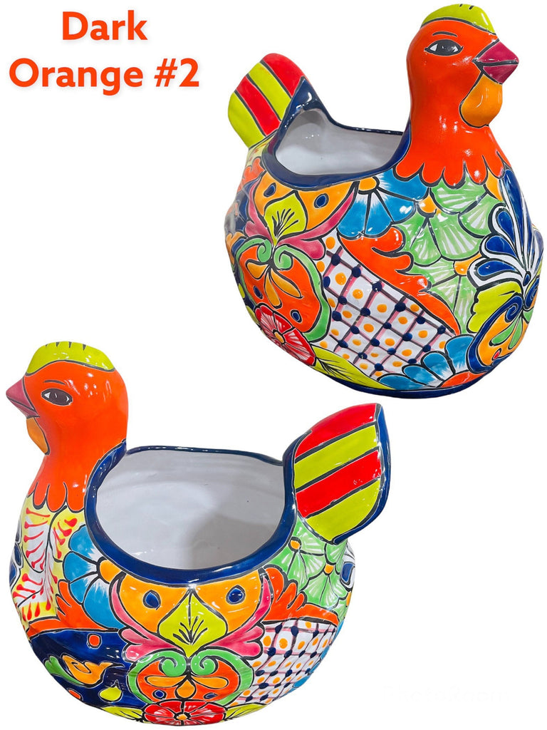 Large Chicken Gallina Talavera Planter