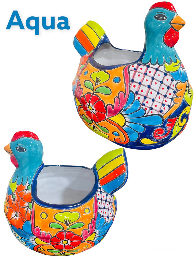 Large Chicken Gallina Talavera Planter