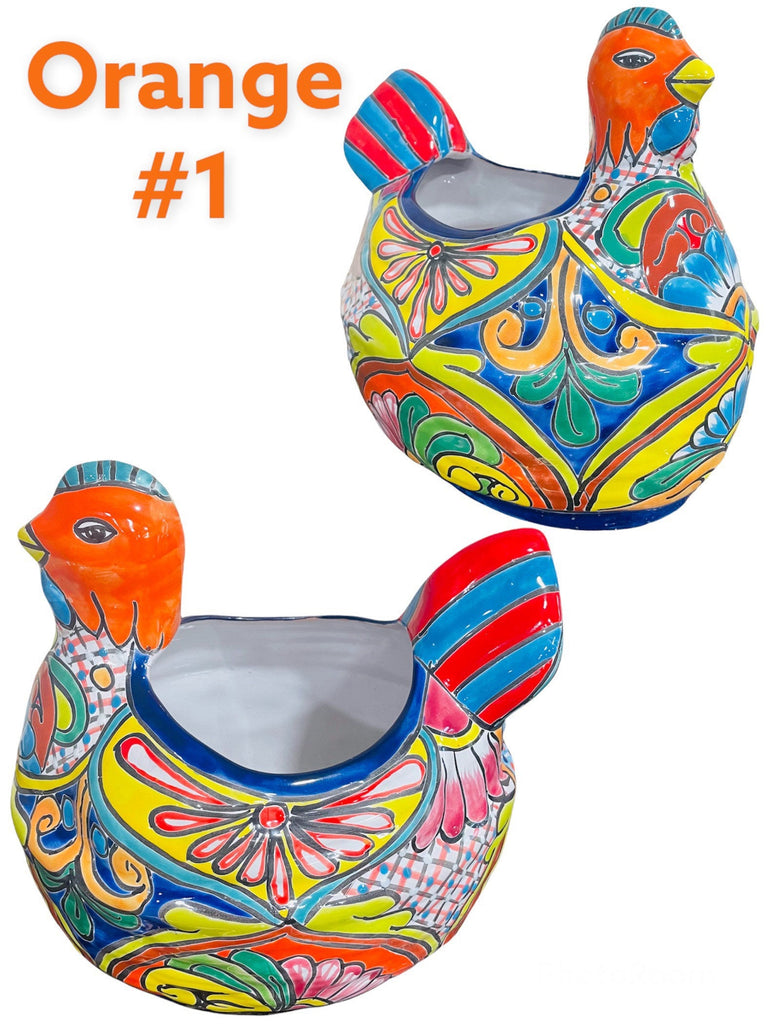 Large Chicken Gallina Talavera Planter