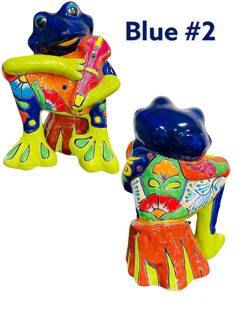 Rana Musical Talavera Rocking Sitting Frog Statue Decor