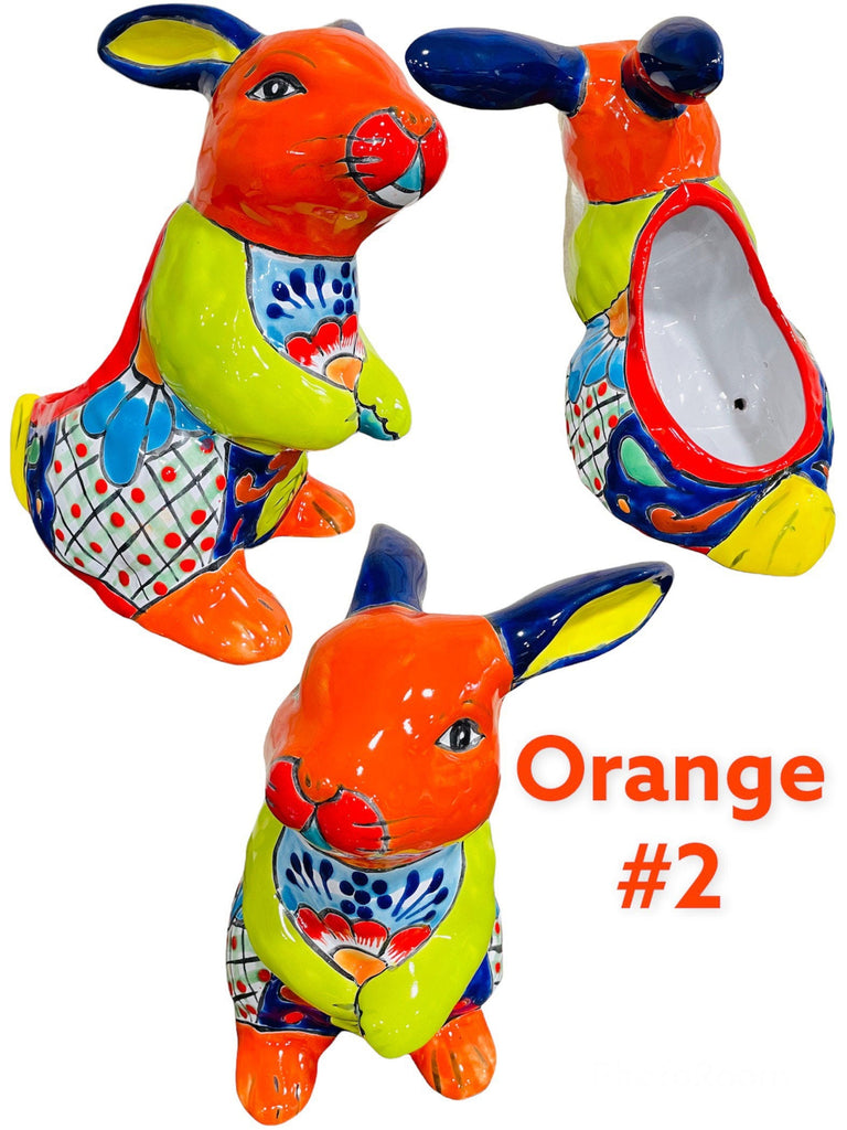 Spring Bunny Standing Talavera Planter