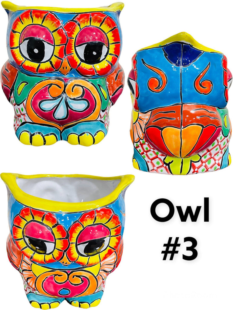 Medium Owl Talavera Planter