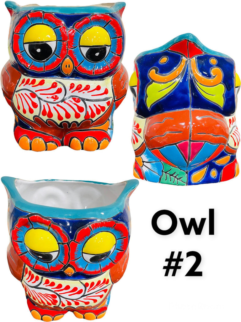 Medium Owl Talavera Planter