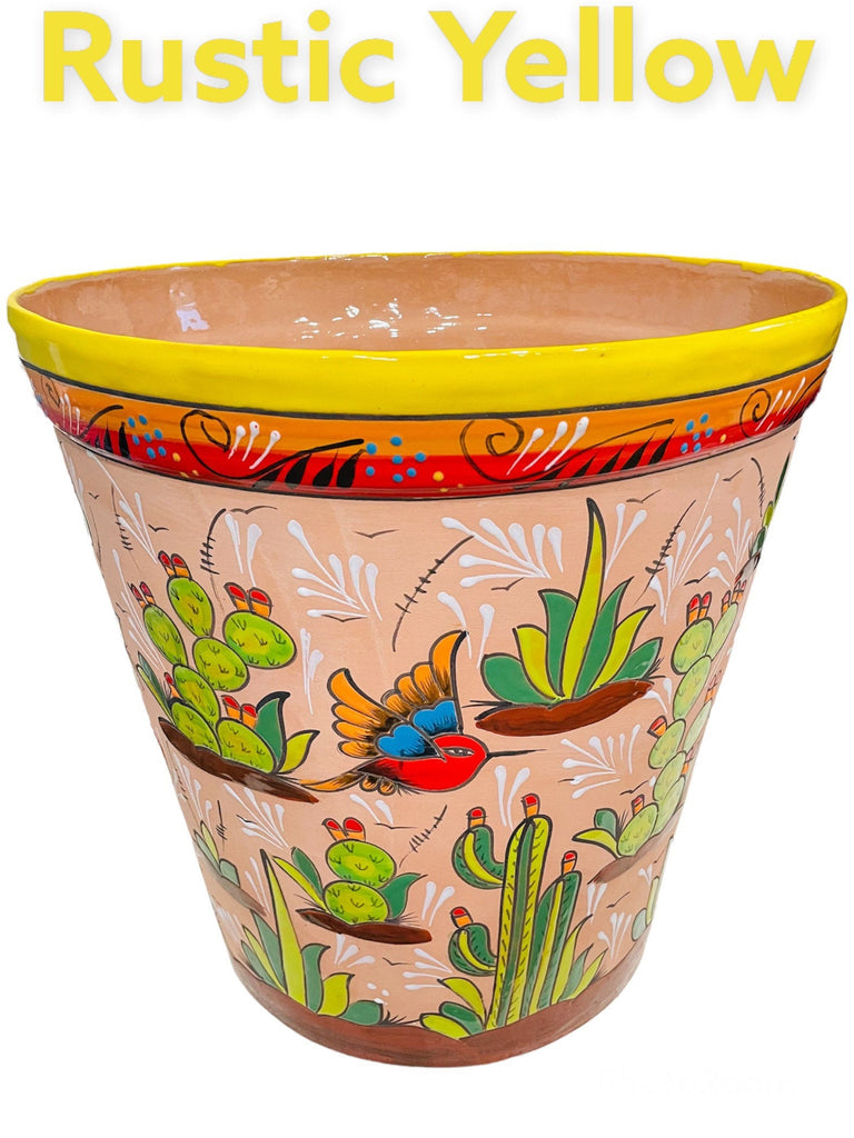 Large Rustic Hummingbird & Cactus Talavera Vaso Planter