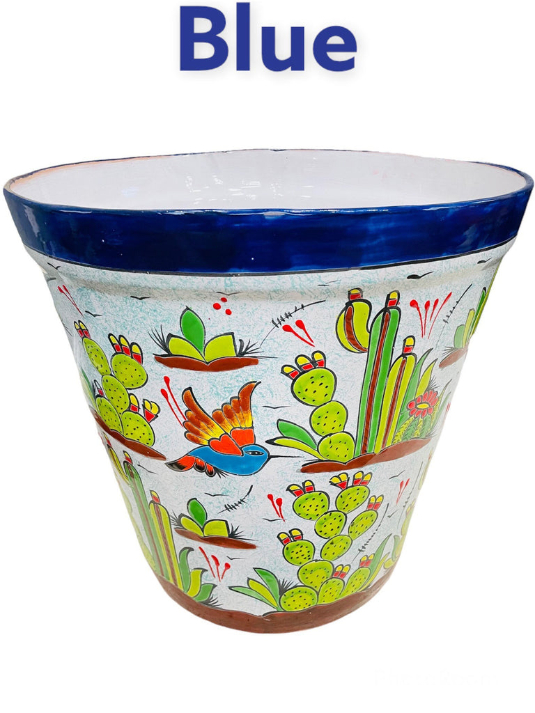 Large Humming Bird & Cactus Talavera Vaso Planter