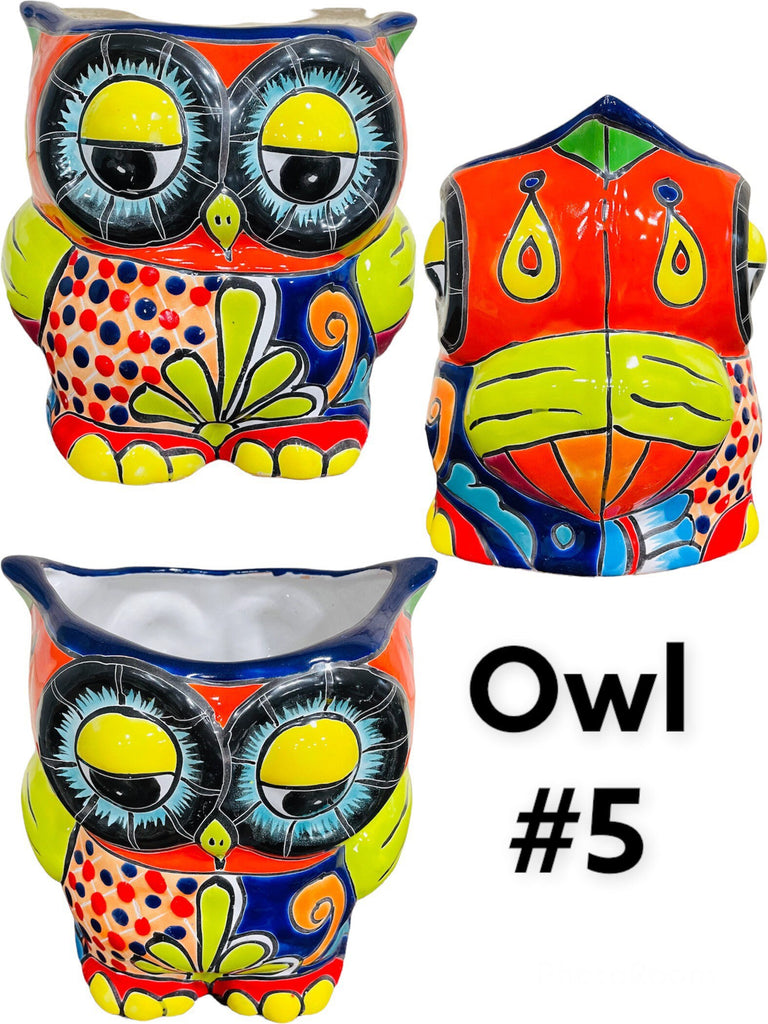 Medium Owl Talavera Planter