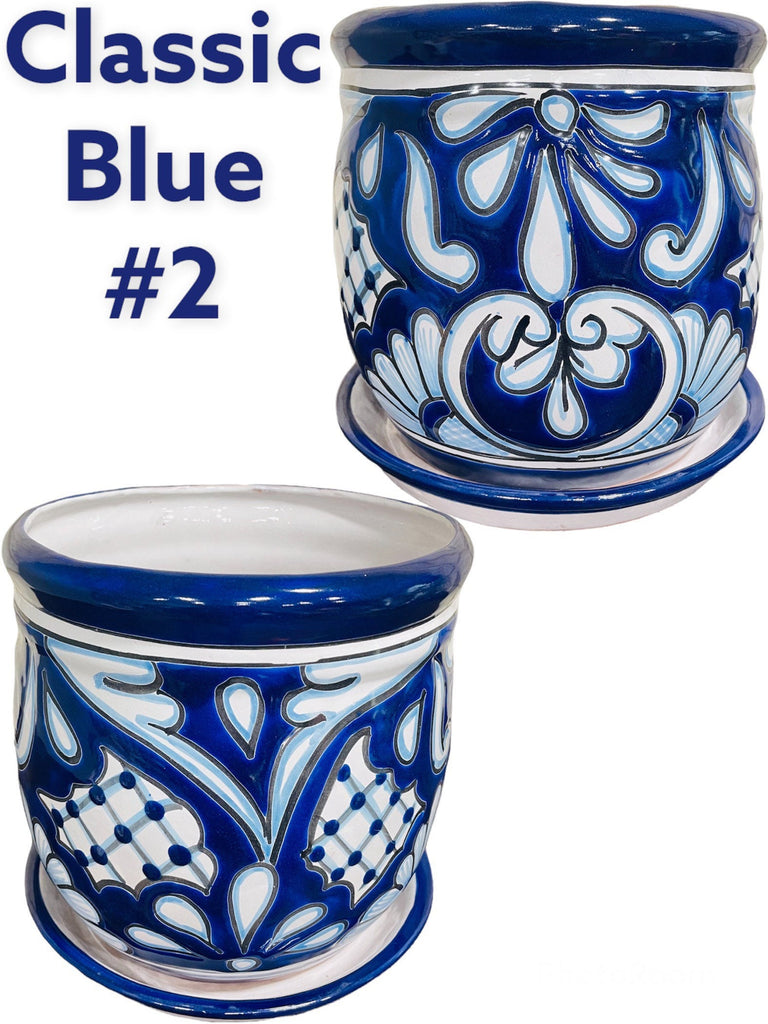 Classic Blue Talavera Tarro Planter