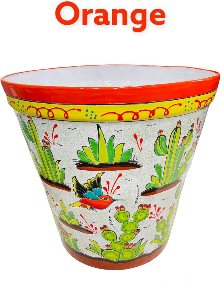 Large Humming Bird & Cactus Talavera Vaso Planter