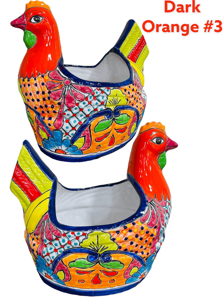 Extra Large Farm Chicken Gallina Talavera Planter